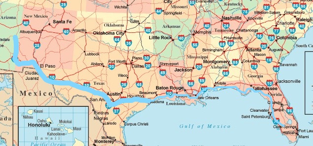 Usa Map Of Southern States United States Map Us Map Southern States United States Interstate Highway Map Of Us Map Southern States%2B%25283%2529