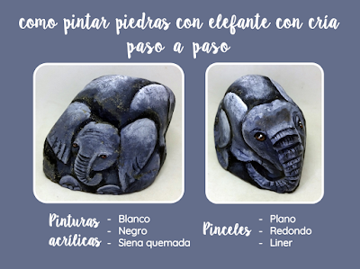 COMO PINTAR PIEDRAS CON ELEFANTE CON CRÍA PASO A PASO