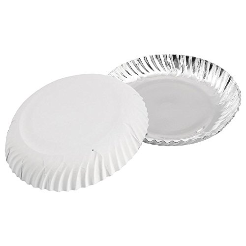 Silver and Plain Disposable Laminated Wrinkle Paper Plate