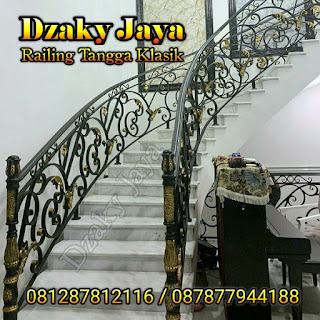 Railing Tangga Besi Ulir Contoh hasil pembuatan railing tangga besi ulir untuk rumah modern klasik.