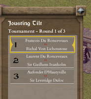 Tourney medieval tournament simulation game context menu