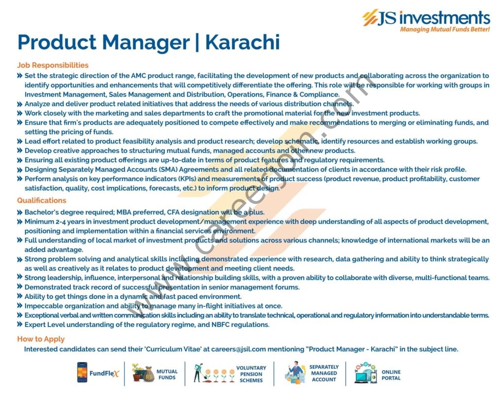 JS Investments Ltd Jobs Product Manager
