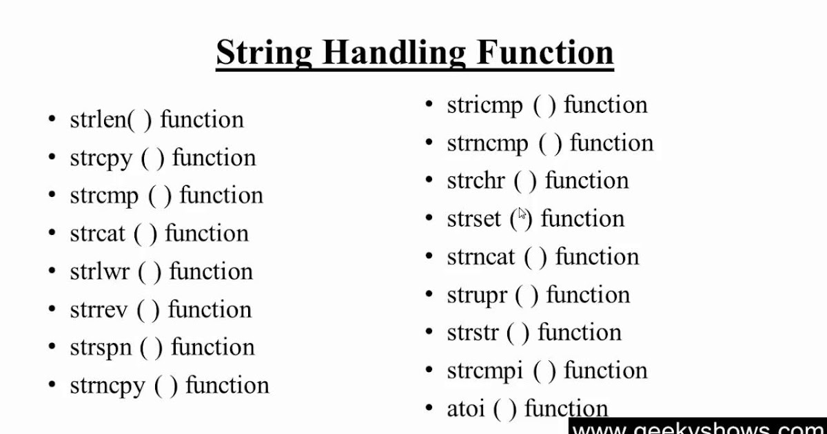 Built in String Functions and applications ~ Technical wire