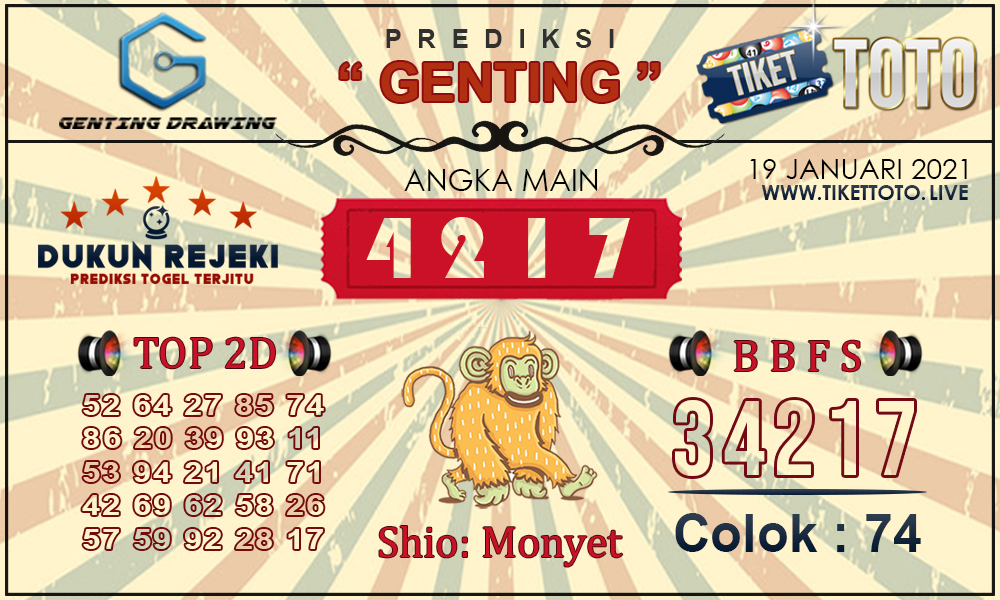 Prediksi Togel GENTING DRAWING TIKETTOTO 19 JANUARI 2021