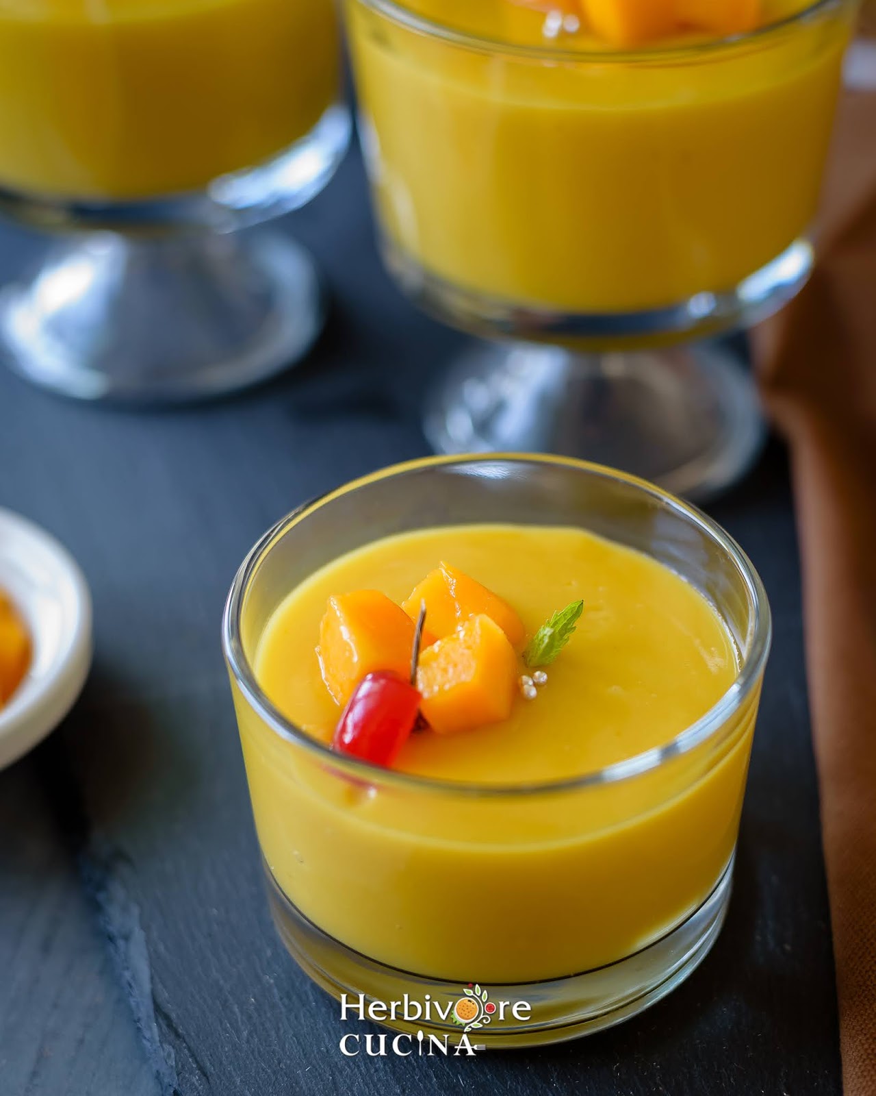 Herbivore Cucina Eggless Mango Custard Pudding