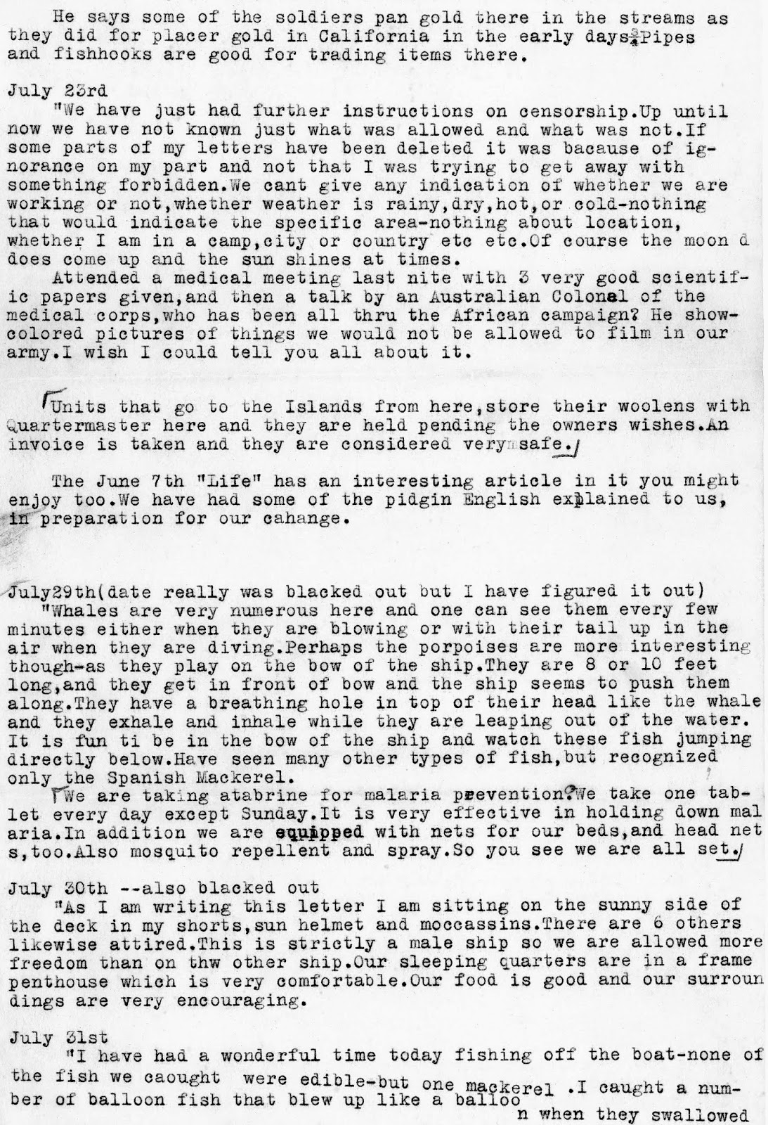 The Loudon World War II Letters September 6, 1943 Summary