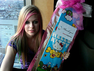 Avril Lavigne and Hello Kitty Skateboard