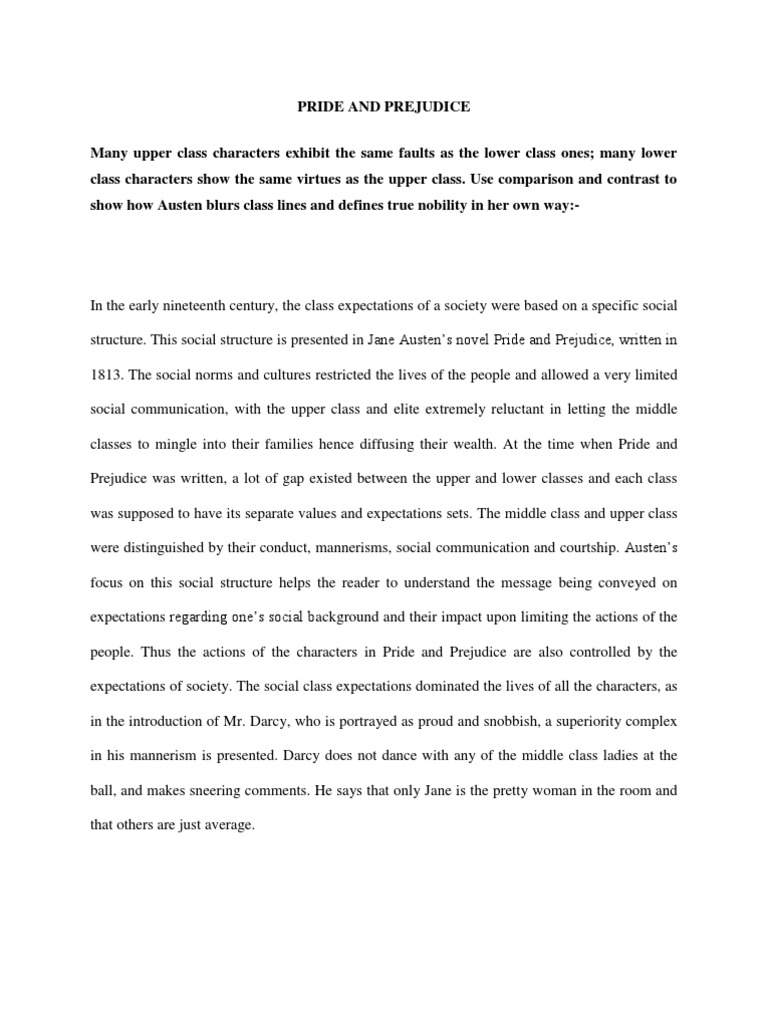 essay examples: Pride And Prejudice Essay