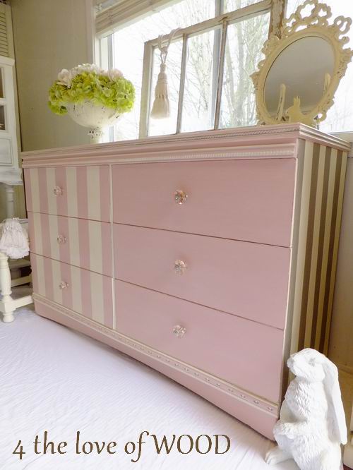 4 the love of wood THE POWER OF PAINT pink striped dresser