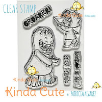 Monster and kid clear stamp