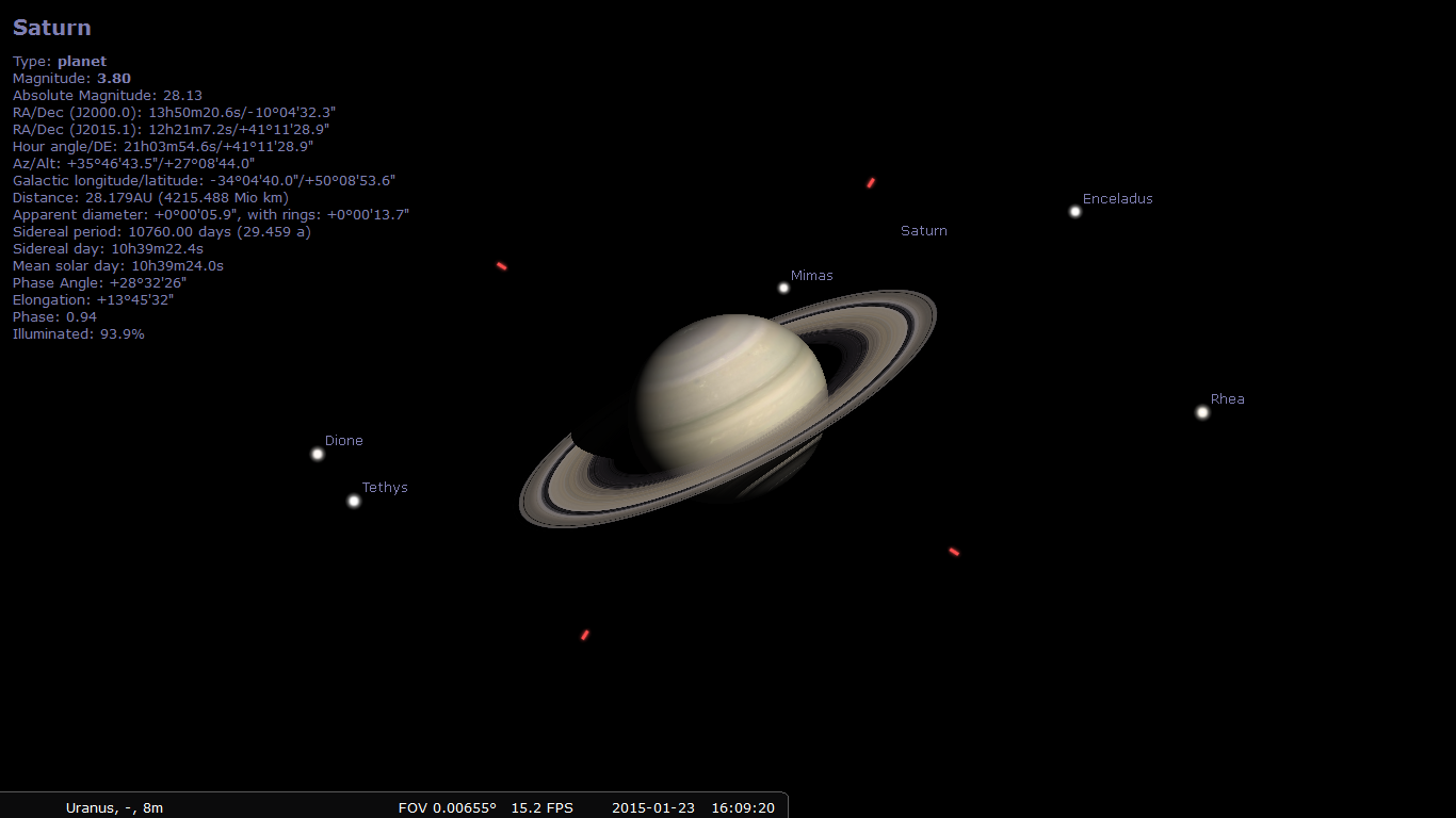 Saturnus Screenshot by Stellarium