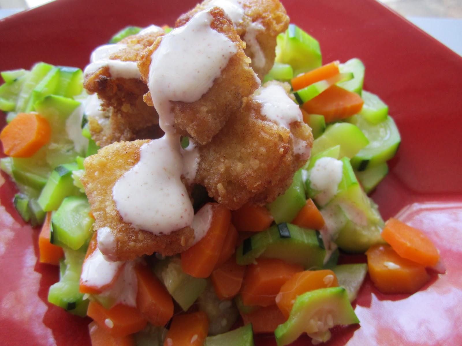 Savory And Savage Crispy cod with a spicy lemon yogurt sauce