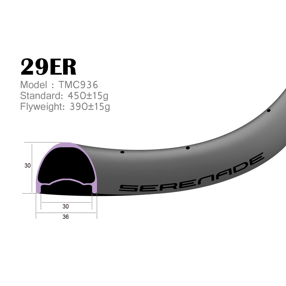 [TMC936] 29er AM / trail asymmetry 33mm Width Carbon Fiber 29