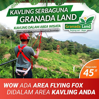 Tanah Kavling Granada Land Memiliki Area Flying Fox yang dapat dinikmati penghuni dan pengunjung wisata
