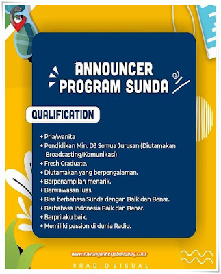 Lowongan Kerja Bandung Announcer Program Sunda
