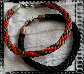 Dos Pulseras, técnicas. Macrame y Kumihimo Disk.