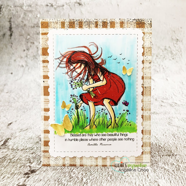 ScrappyScrappy: Unity Stamp with Graciellie Designs & Phyllis Harris - Humble Places #scrappyscrappy #unitystampco #gracielliedesign #phyllisharris #cardmaking #card #handmadecard #papercraft #rubberstamp #humbleplaces #timholtz #embossingglaze #distressembossingglaze #copicmarkers #copiccoloring #marthastewartpunch #goldbutterfly #girlpickingflowers