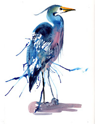 heron watercolor painting artwork bunny technique same