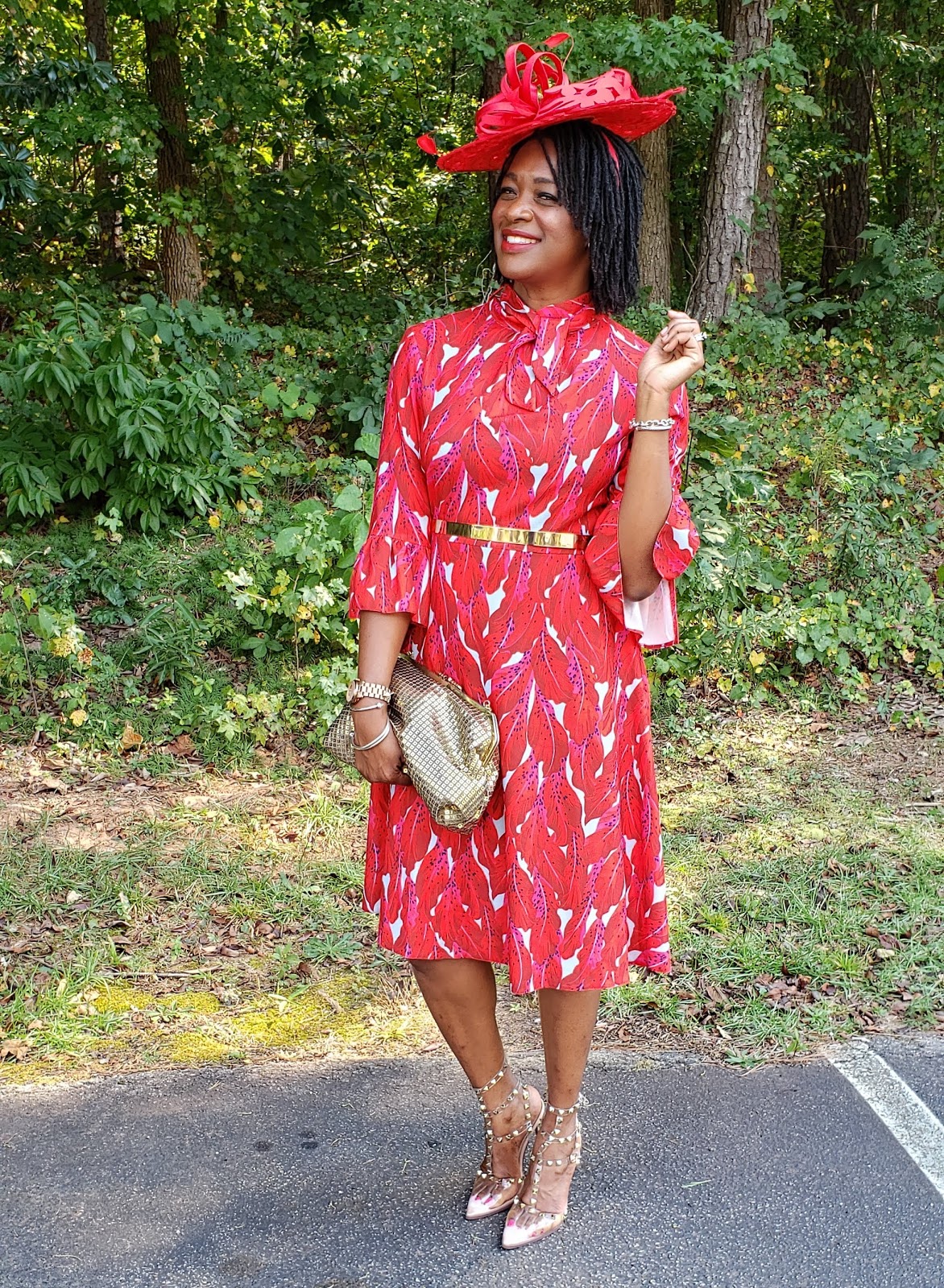 What I Wore: Red Dress + Red Fascinator Hat | Two Stylish Kays