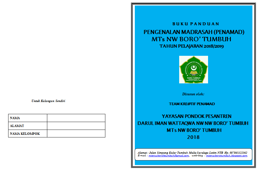 Contoh Buku Panduan PENAMAD (Pengenalan Madrasah) TP. 2019 ...