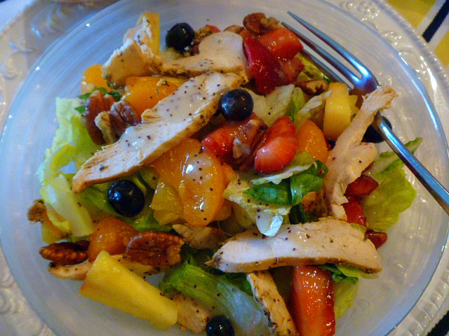 California Salad - a mix of chicken, fruits and veggies.  Great health benefits in this one!  Slice of Southern