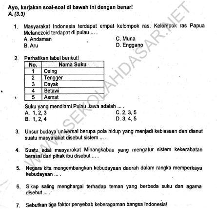 Soal Semester Tema 7 Kelas 5 SD/MI