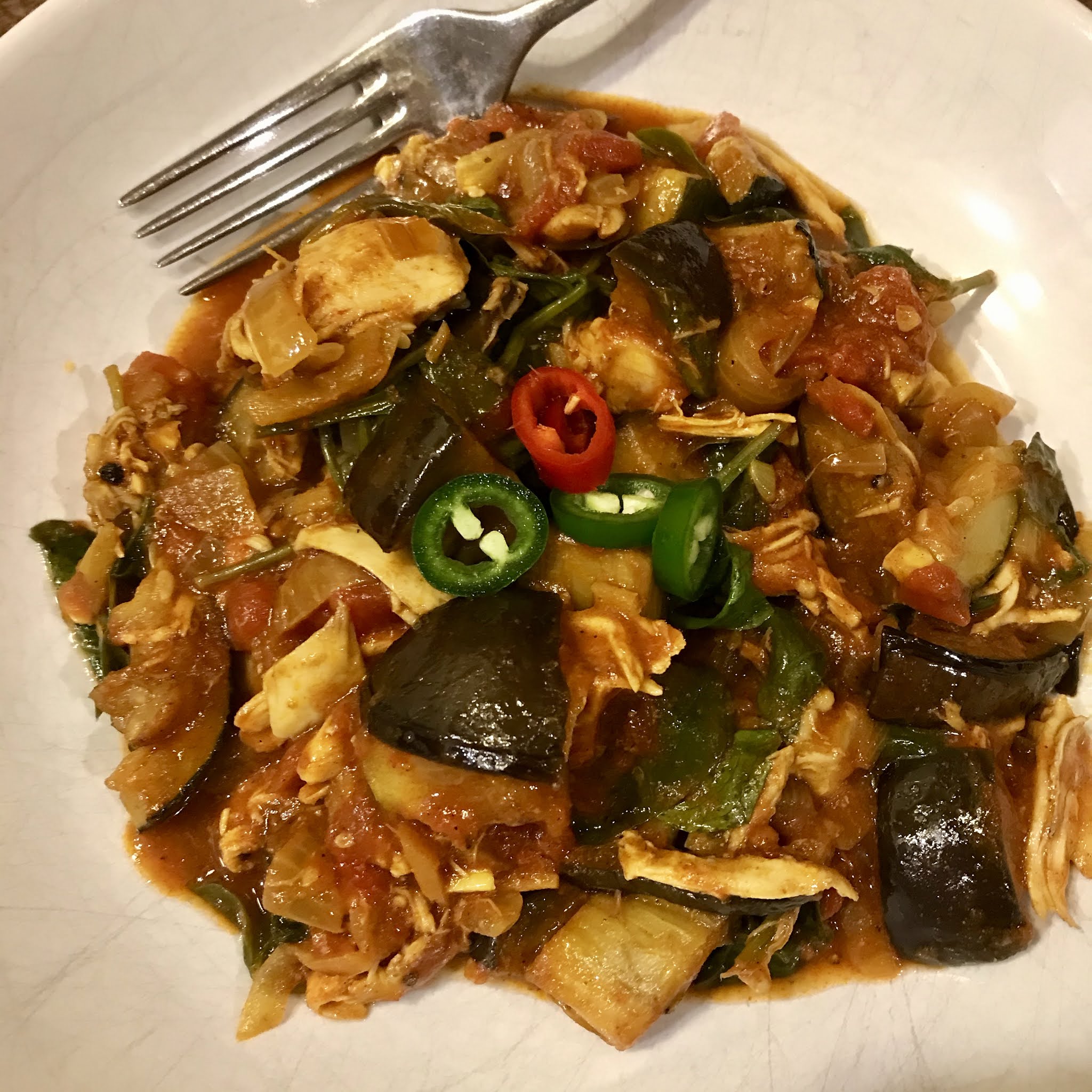 Chicken and Aubergine and Courgette Curry