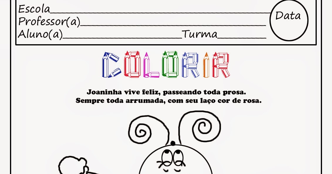 Página para colorir para atividade de pintura joaninha feliz