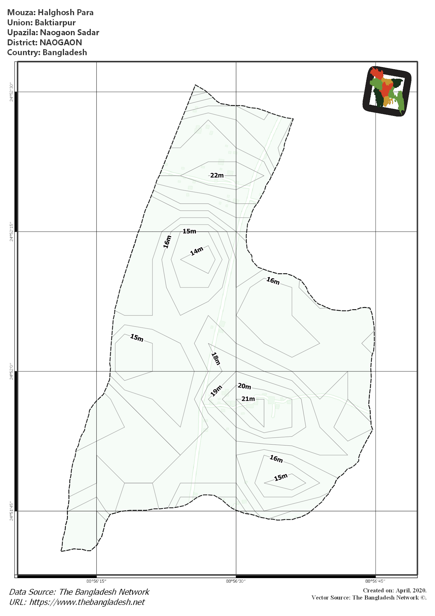 Map of Halghosh Para Mouza of Naogaon Sadar Upazila, NAOGAON, Bangladesh.