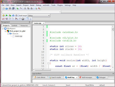 Code in code::blocks: Setup GLUT (OpenGL) in Codeblocks