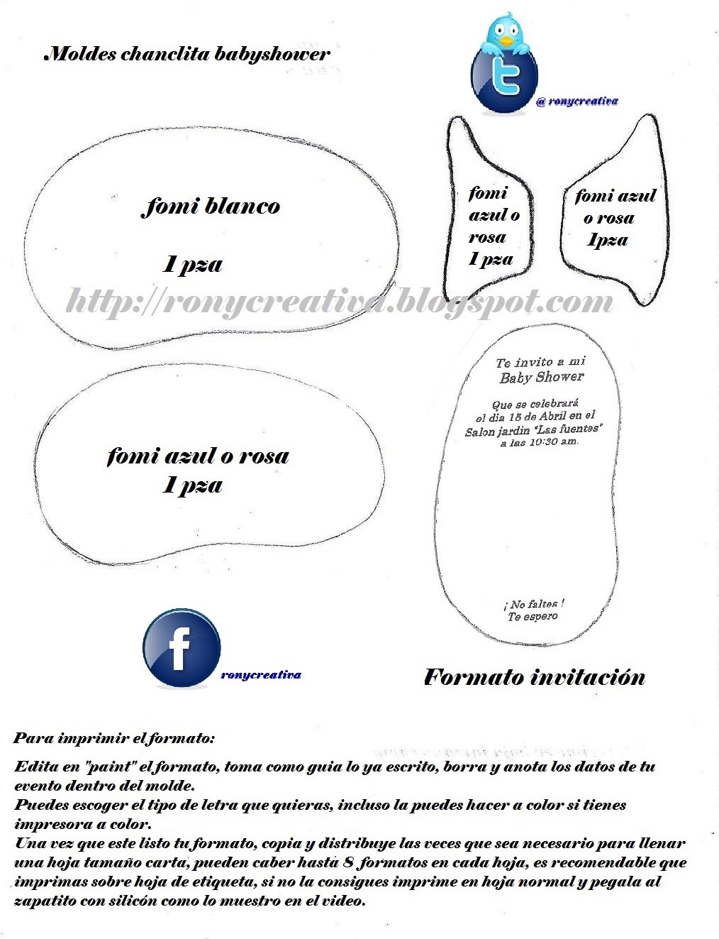 Ronycreativa Blog De Manualidades Diy Baby Shower Invitacion Tipo