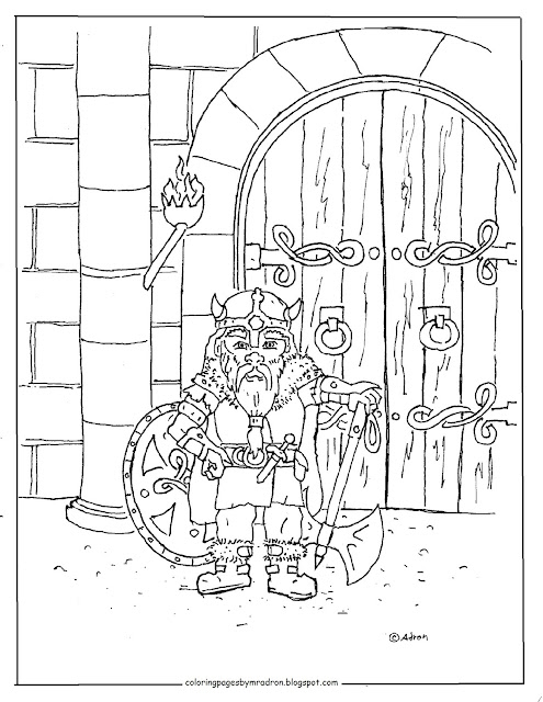 Coloring Pages for Kids by Mr. Adron: Printable Warrior Dwarf Coloring Page