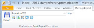 Start exporting Outlook emails to txt by clicking Export