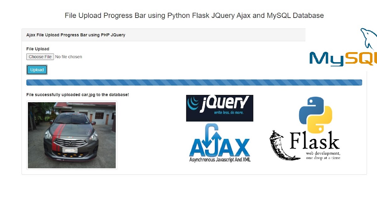 File Upload Progress Bar using Python Flask JQuery Ajax and MySQL ...