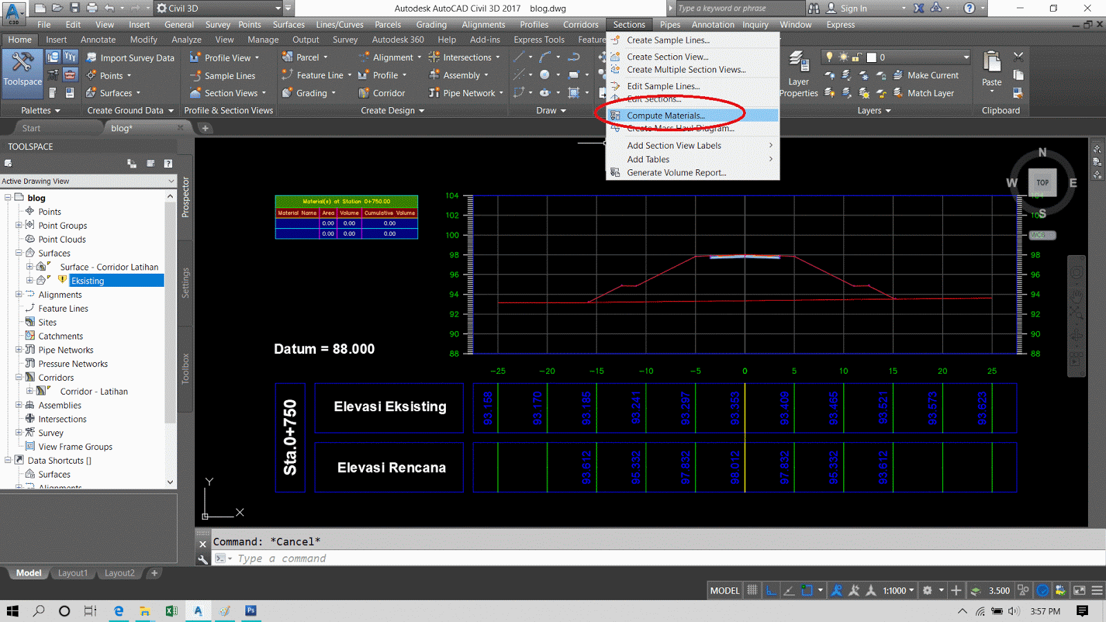 Autocad Civil 3D Menghitung Volume Cut and Fill Surveyor Drafting