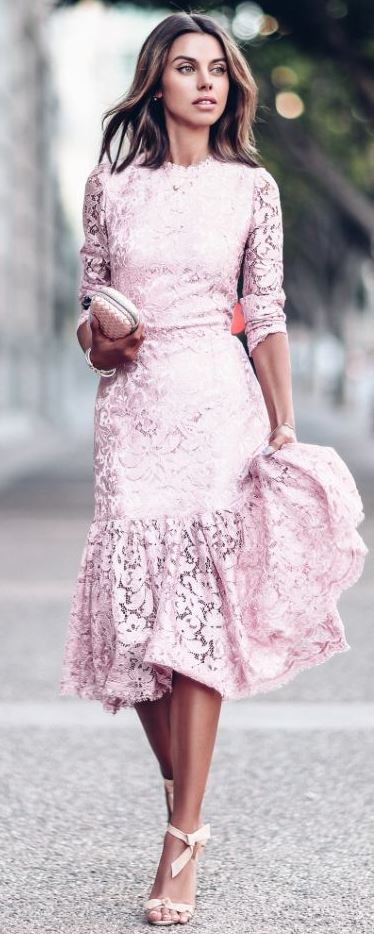 beautiful valentines day outfit / lace dress + bag + jacket + heels