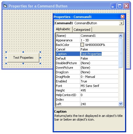 Setting Properties for a Control ~ VISUAL BASIC TUTORIAL