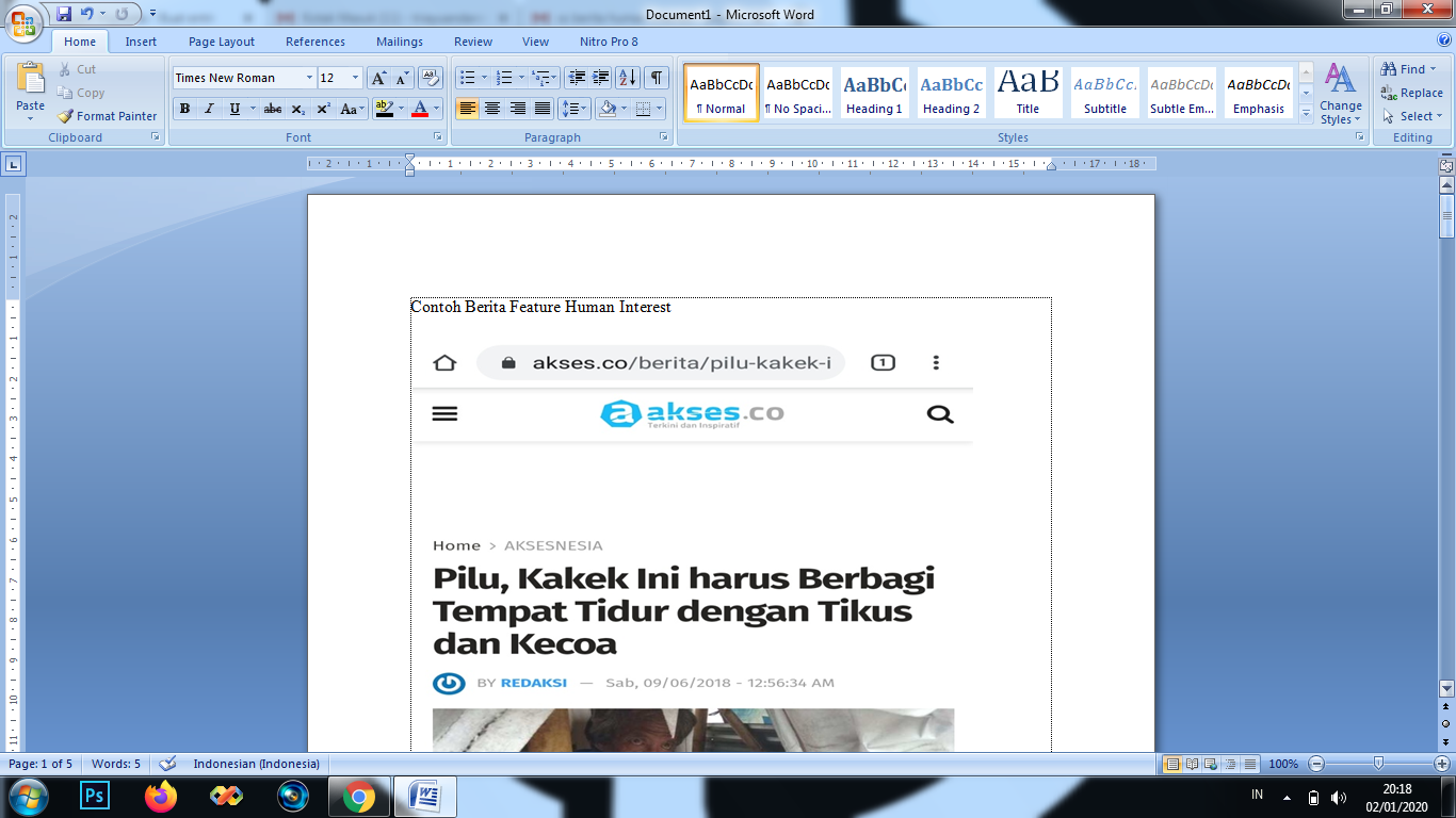 Contoh Tulisan Feature Pengalaman Manusiawi (Human