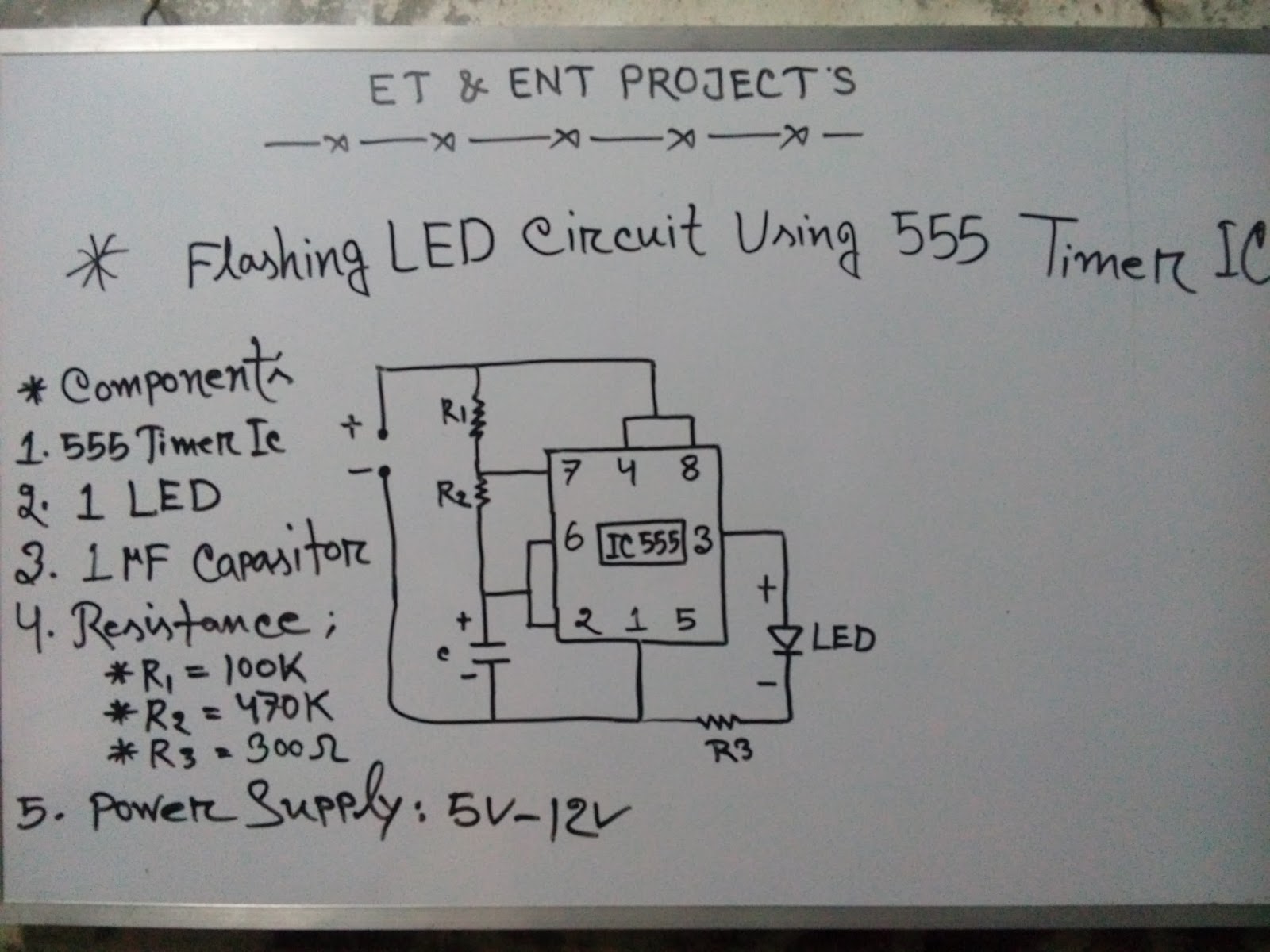 Flashing Led Circuit Using 555 Timer
