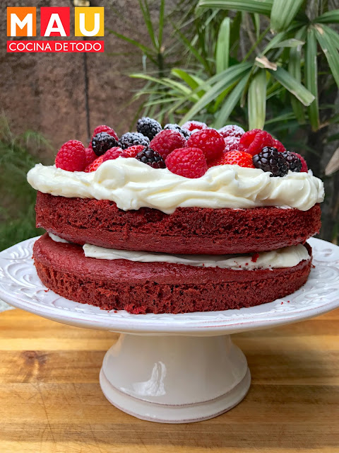mau cocina de todo pastel red velvet cajita mejorado queso crema frutos rojos