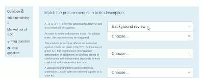 Example quiz questions in Moodle