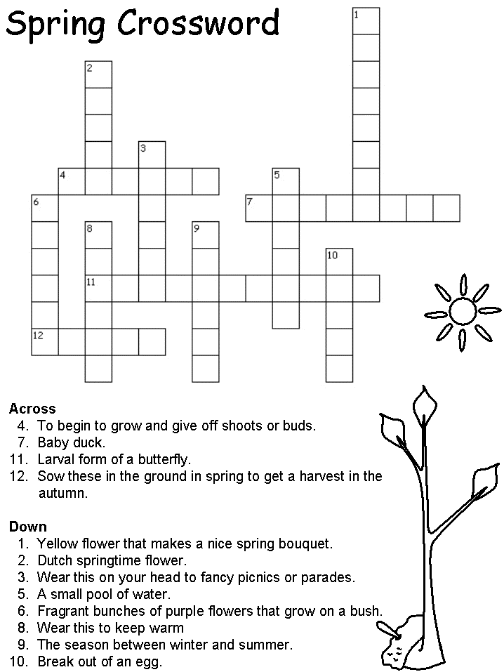 Spring Crossword Puzzle Printable