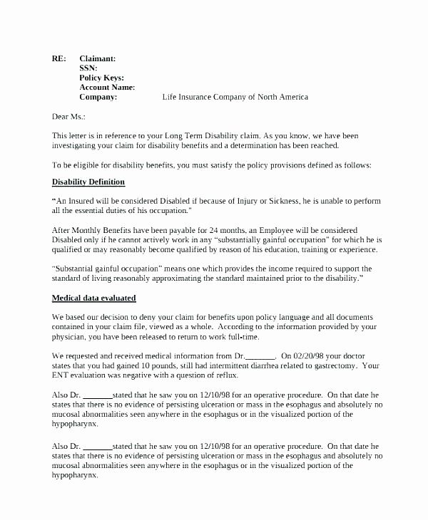 Disability Insurance Appeal Letter Template Resume Letter