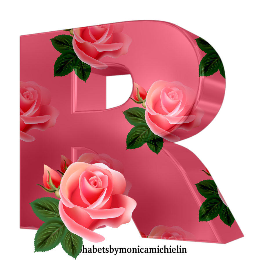 M. Michielin Alphabets: ALPHABET PINK FLORAL ROSES, ALFABETO FLORAL ROSAS