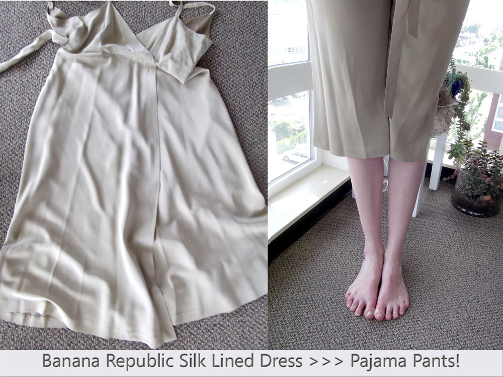 Midnightsky Fibers: PJ Pants from a Silk Dress