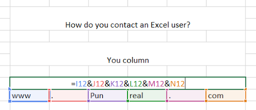 You contact Excel users by calling them, but Excel sheets have columns.