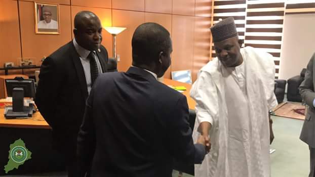 Photos: Governor Shettima hands over rescued Chibok girl, Salomi Pogu, others to National Security Adviser, Babagana Monguno