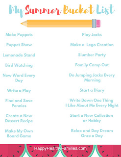 free printable bucket list of summer activities for kids
