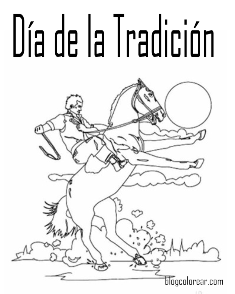 Dibujos día de la tradición argentina - Colorear dibujos infantiles