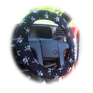  Skull and Crossbones cotton steering wheel cover - Poppys Crafts